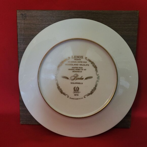 VTG Lenox Woodland Wildlife Boehm Squirrels 1979 Collectible Plate - Picture 3 of 11